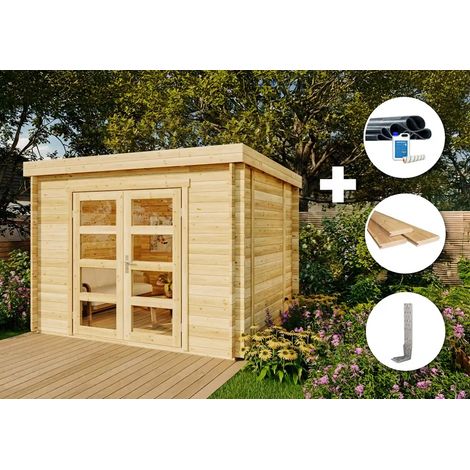 Alpholz ECO Set - Gartenhaus Paloma Sol Gartenhaus aus Holz, Holzhaus mit 28 mm Wandstärke Blockbohlenhaus (1/4)