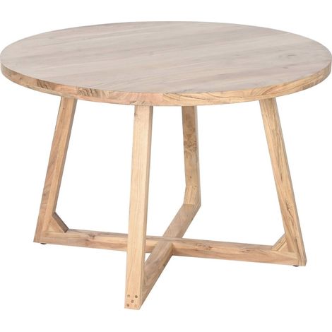 Table ronde en acacia style scandinave pour salle à manger - Bois naturel clair acacia (1/5)