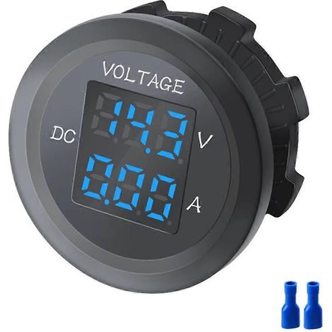 Compatible avec un voltmètre 12-24V (VA), un testeur de voltmètre et d'ampèremètre numérique à panneau LED circulaire à trois chiffres, un voltmètre de surveillance (A) (1/5)