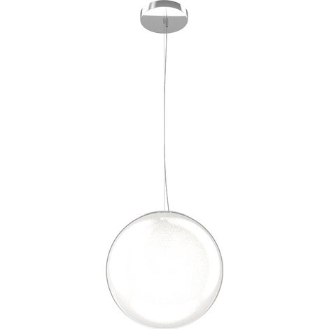 Sospensione Contemporanea Glitter Metallo Cromo Vetro Soffiato Trasp 1 Luce E14 (1/3)
