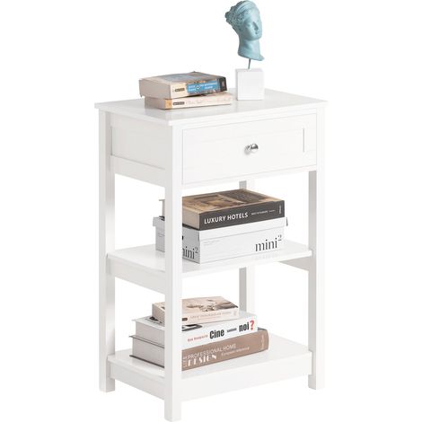 SoBuy Tavolino da divano, tavolino da salotto o soggiorno, con cassetto,Bianco FBT46-W