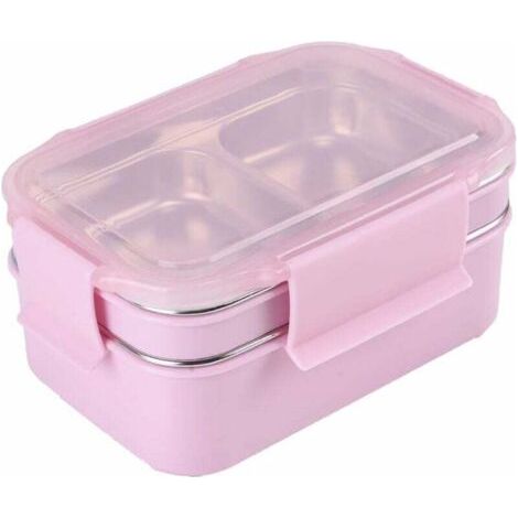 QORVA-Boîte à lunch Bento Box Isolation et prévention des fuites Boîte à lunch écologique en acier inoxydable pour enfants et adultes (Rose), Fei Yu (1/4)