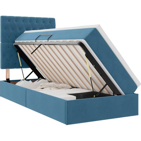Maison Exclusive - Letto con contenitore e materasso Blu Scuro 100 x 200 cm (1/5)