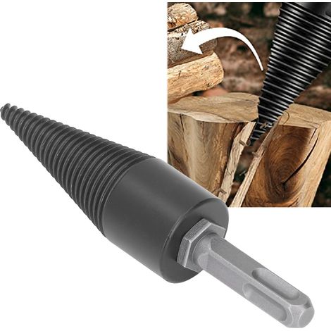 Foret à bois, fendeur de bûches, outil de fendage à coin d'allumage, fendeur de bûches détachable, coin conique, foret à entraînement électrique, robuste 32 mm. (1/5)