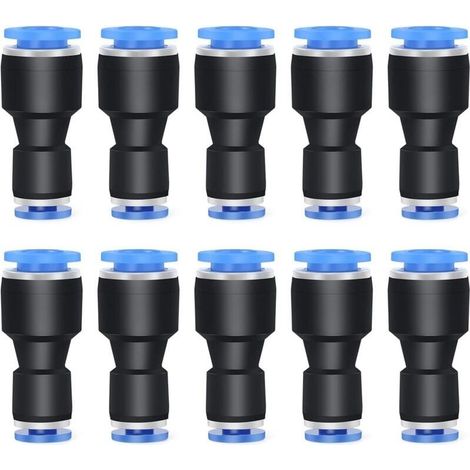 Raccord Reducteur Pneumatique - 8 mm x 6 mm - Pour Tuyaux Air Comprime - 10 Unites (1/4)