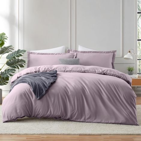 Housse de Couette 3 pièces pour Grand lit – Housse de Couette Douce doublement brossée avec Fermeture à Boutons, 1 Housse de Couette 229 x 229 cm et 2 taies d'oreiller (Violet) (1/5)