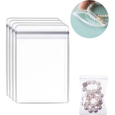 Paquete de 100 bolsas reutilizables de PVC antioxidante para guardar joyas, de 8 x 12 cm. (1/5)