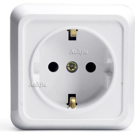 Prise en saillie avec terre - Prise murale avec protection enfants 250 VAC 16A IP44 2 pôles - Bloc prise saillie intérieur - Prise de courant avec terre - Prise électrique