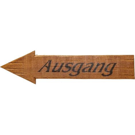 Statement Pfeil-Schild aus hochwertigem Hartholz handmade - Ausgang, braun (1/2)