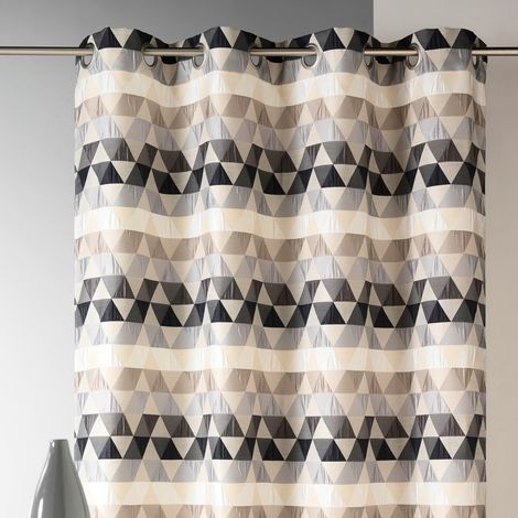 Rideau jacquard tamisant motifs triangles Gris clair 140x260 cm