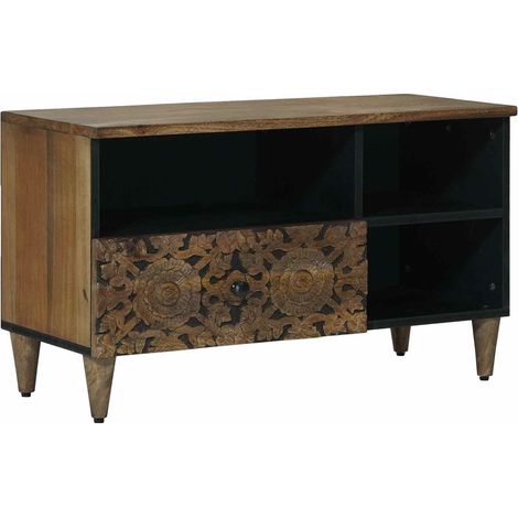 Mobile TV Marrone 80 x 33,5 x 46 cm Legno di mango massello vidaXL