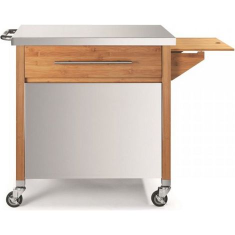 carrello plancha in legno / acciaio inox - 00231N - Dm Creation