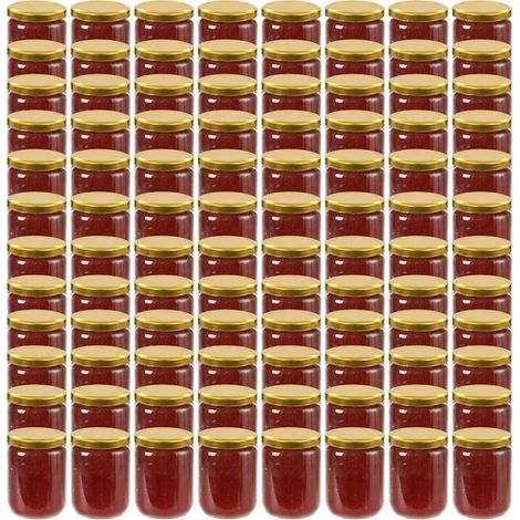 Pots à confiture avec couvercle doré 96 pcs Verre 230 ml (1/5)