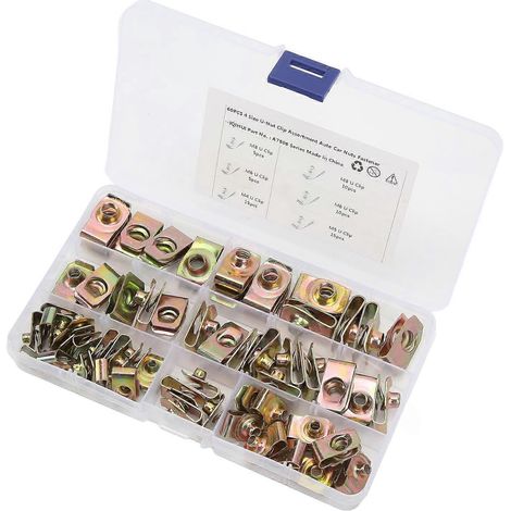 60-teiliges U-Muttern-Set, stark rostbeständig, hochelastisch, M4, M5, M6, M8 U-Muttern-Set für Auto und Motorrad