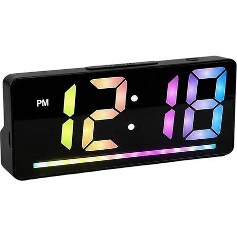 Reloj despertador digital para dormitorio con luz nocturna, reloj de viaje LED a pilas, reloj despertador de mesita de noche con función de repetición, hora, fecha, temperatura, visualización de 12/24 (1/5)