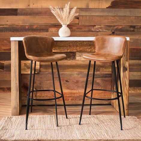 Tabouret de bar marron en similicuir 45 x 49 x 94,6 cm (1/5)