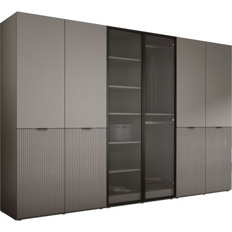 Armoire : Gris Platine / Verre Rainuré, 300 x 200 x 51 cm (1/4)