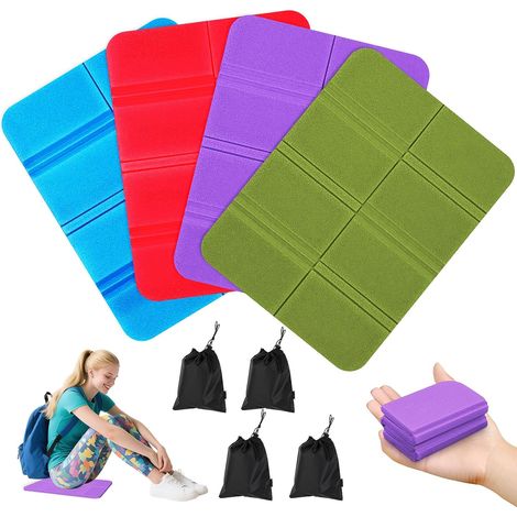 4 Pièces Coussins d'assise d'extérieur Pliables, 4 Couleurs Mini Tapis de Sol Camping Isolant, Coussins de Siège Pliable Portable avec 4 Sac de Transport, pour Camping, Randonnée, Extérieur (1/5)