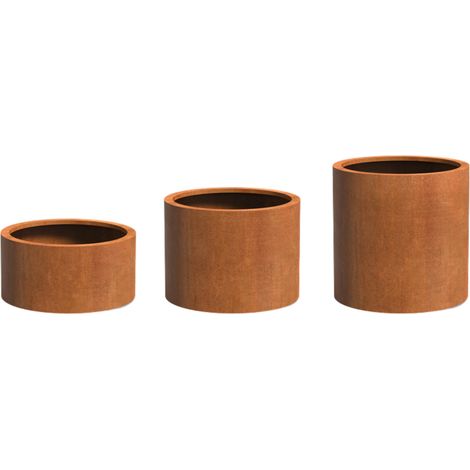 Adezz Circum mit Rollen Pflanzgefäß aus Corten-Stahl Pflanzkübel Blumentopf
