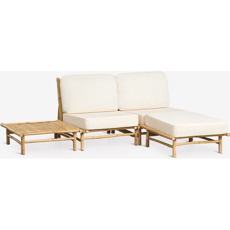 SKLUM Gartenset mit 2-teiliger modularer Sofa, Hocker und quadratischem Couchtisch aus Bambus Isendra (1/5)