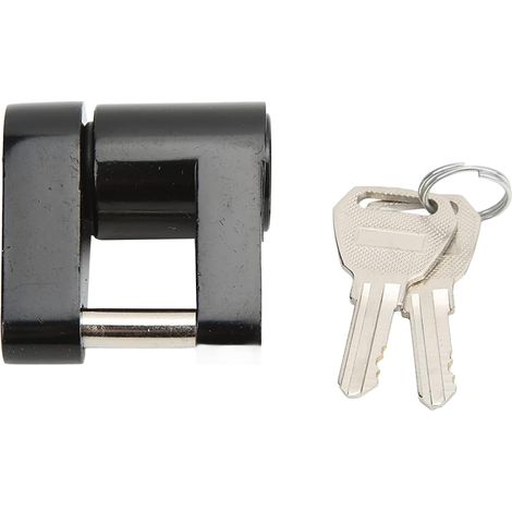 Verrou coupleur attelage remorque, antivol sécurité zinc 1/4 pouce avec 2 clés, robuste fiable for camping-car camion caravane voyage (1/5)