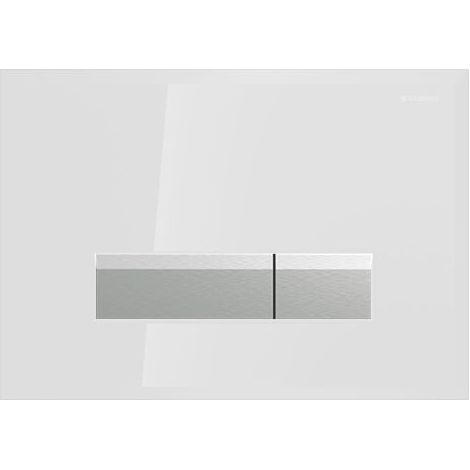 Geberit Sigma40 Betätigungsplatte 115600SI1 Glas weiss/aluminium gebürstet, 2-Mengen-Spülung (1/2)