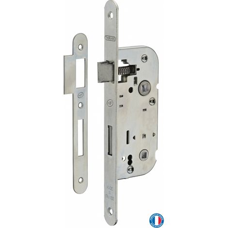 Thirard – Serrure encastrable NF à condamnation pour salle de bain – Acier – Entraxe 40mm – Bouts ronds – Installation facile (1/5)