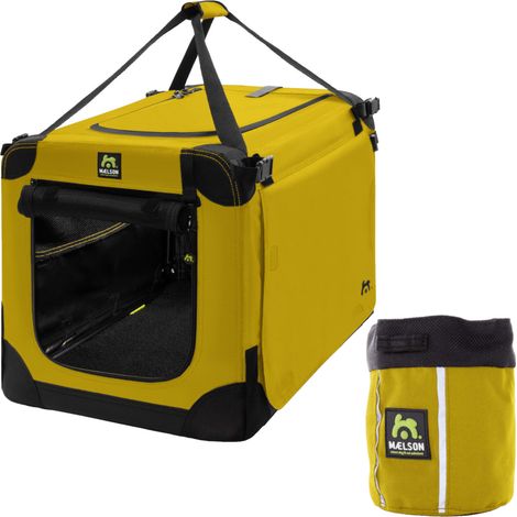 Maelson Soft Kennel Safran Gelb 52 cm + Treatee Mag Pouch - Transportbox und Leckerli-Tasche