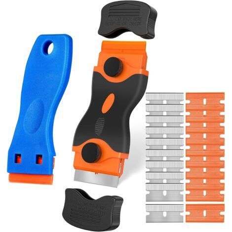 1pc Double Head Scraper + 1pc Plastic Scraper with 20 Blades Cleaning Scraper Tool Set, Ceramic Hob Scraper/Car Film Scraper (1/5)