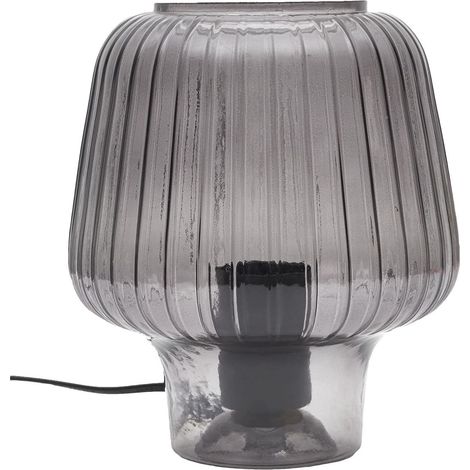 Lampe à Poser en Verre Fumé Embossé Noir Forme Champignon (1/5)