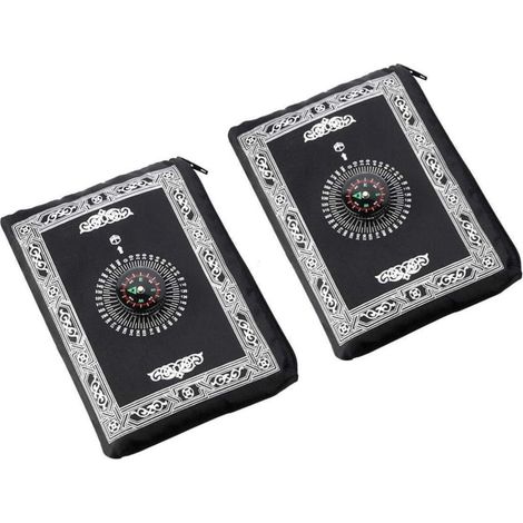 Tapis, Tapis de Priere de Poche, Tapis de Prière Pliable Portable Musulman avec Bboussole, Tapis d'extérieur Islamique Style Simple 2 Pièce pour Les Voyages en Famille (1/5)