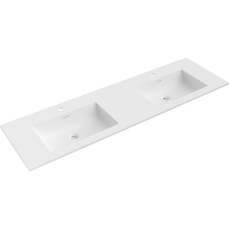 Mexen Otis Doppelwaschbecken zur Einlassung in die Arbeitsplatte 161 x 46,5 cm, weiß matt - 25181601D (1/3)