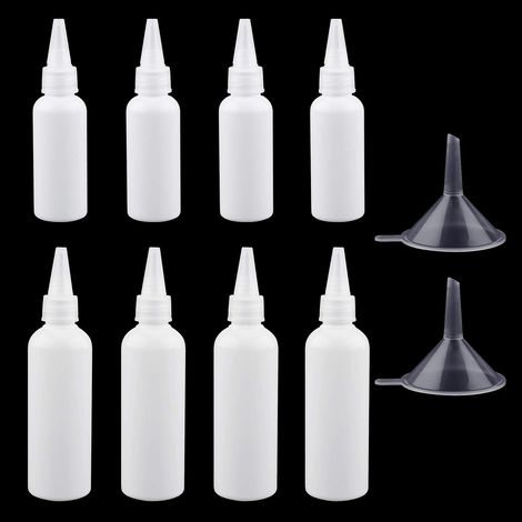 Lot de 8 petits flacons souples 50 ml/100 ml en plastique pour condiments, flacons distributeurs et flacons de peinture, format voyage. (1/5)