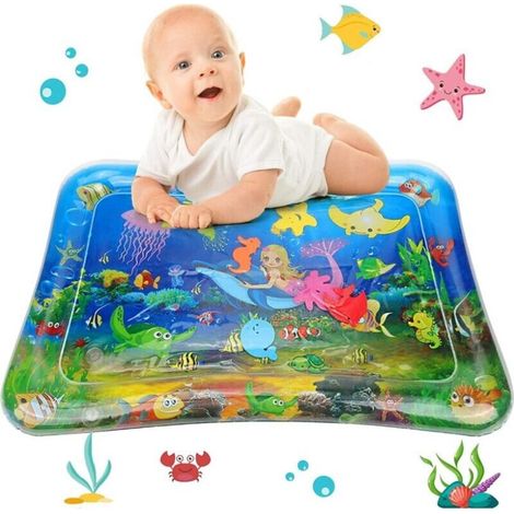 Tapis d'eau Gonflable pour Bébé, Jouet Bebe Tapis Eau, Tapis d'eau Gonflable de Bébé, Tapis Eau d'Eveil Bebe, Tapis Bebe Jouet Bebe 3 6 9 12 Mois Jeux D'activités Amusantes (1/5)