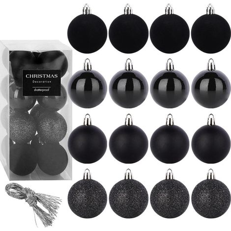 Bolas de navidad irrompibles negras 5 cm juego de 16 228936568 228936568 228936568 (1/5)