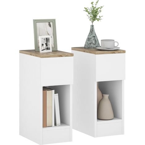 Set of Two Modern Storage Bedside Tables - White (1/5)