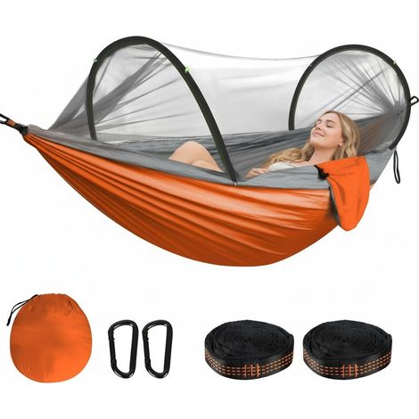 Leichte Moskitonetz-Hängematte Tragkraft 300 kg, atmungsaktives Fallschirmseiden-Nylon, 2 hochwertige Karabiner, 2 Nylon-Tragegurte (1/5)