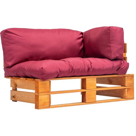 vidaXL Canapé de jardin palette avec coussins rouge pinède (1/5)