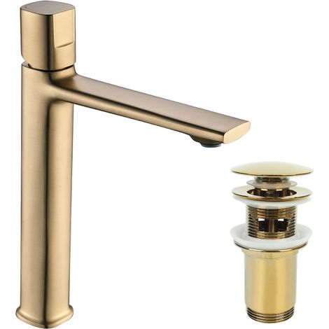 LAVEO Tores Waschtischarmatur, hoch, stehend, gebürstetes Gold (1/5)