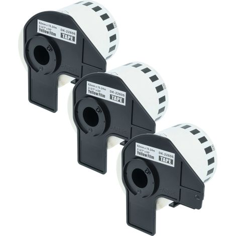 vhbw 3x Label Roll with Holder 62mm x 15.24m (1 Label) compatible with Brother PT QL650TD, QL-700, QL-710 Label Maker - Premium Yellow (1/5)
