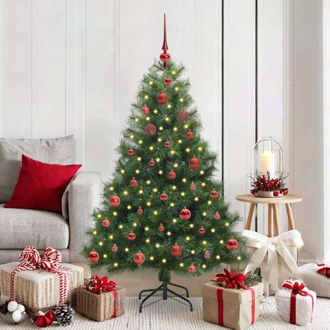 Künstlicher Weihnachtsbaum mit 150 LEDs Grün 150 cm PE und PVC
