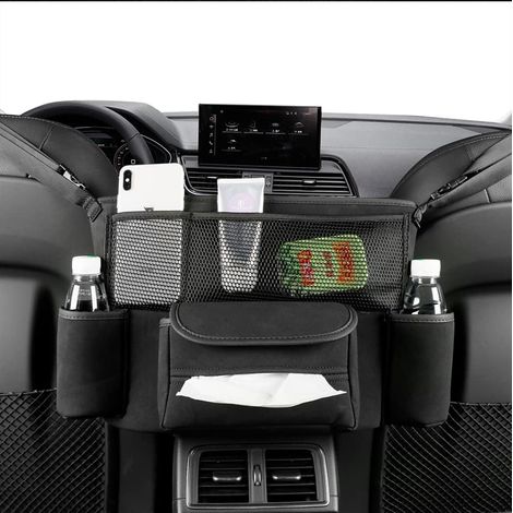 Porte-sac à main de voiture entre les sièges, en daim, grande capacité, pour consoles et rangements automobiles , noir