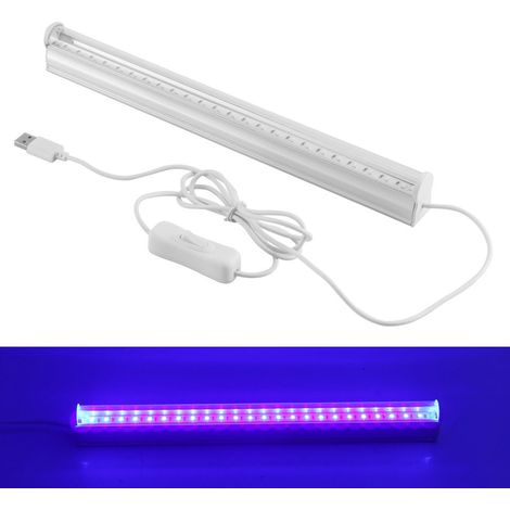 Ortviai Lampe UV LED 6 W pour désinfection domestique – tube portable avec câble USB de 1,4 m et commutateur intégré