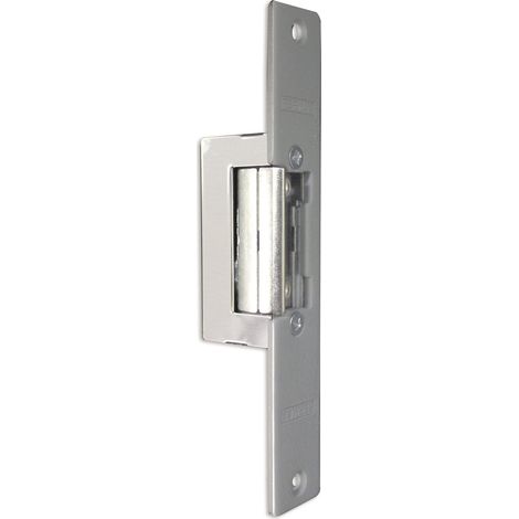 Abrepuertas empotrado 12Vac, pestillo ajustable y dimensiones 25x160 mm.