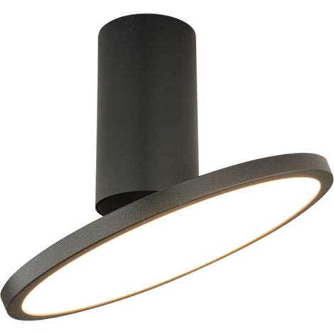 Plafonnier LED Orientable D200 12W Noir Sablé ZAMBELIS 25304 - 120 deg - Blanc chaud - 3000K