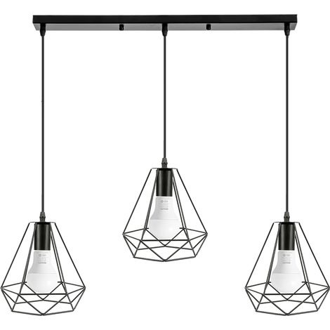Hängeleuchte Deckenlampe schwarz E27-für Esstisch Esszimmerlampe Wohnzimmer -[3er-Set]-Tippe 3