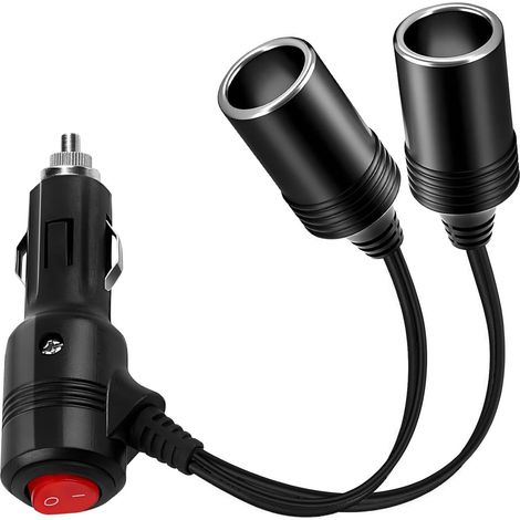 Cavo di prolunga doppio per accendisigari, doppia presa accendisigari con interruttore, dispenser per accendisigari, adattatore splitter 12V/24V per auto, moto, camion, camper (1/5)