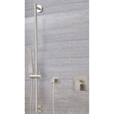 Milano Hunston Manual Mixer Shower Valve with Hand Shower Handset Slide Rail Kit - Brushed Nickel (1/5)