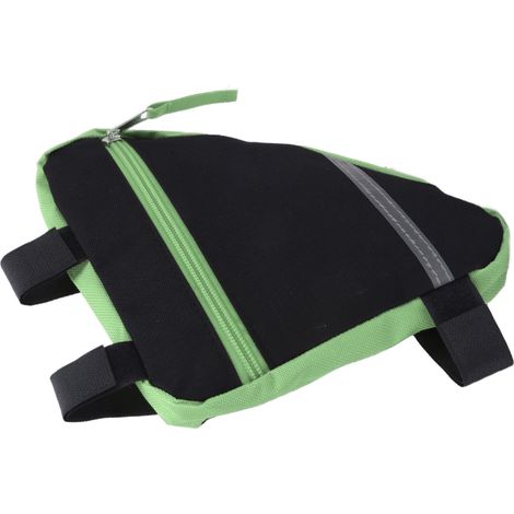 Sacoche de vélo triangulaire en nylon résistant, multifonction pour cyclotourisme et randonnée, couleur verte. (1/5)