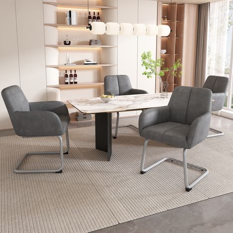 4er-Set Esszimmerstühle, moderner minimalistischer Sessel, Grau HAVRYA (1/5)